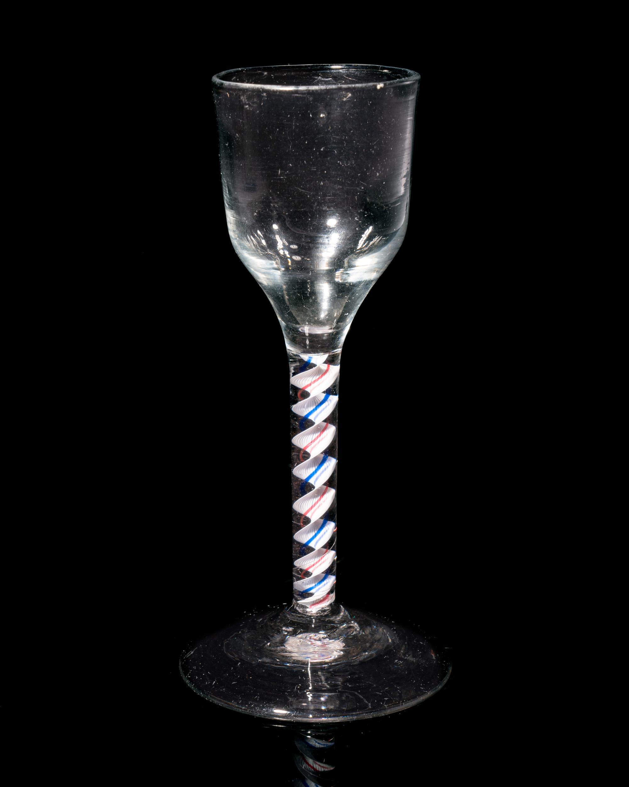 A Red and Blue Color Twist Wine Glass