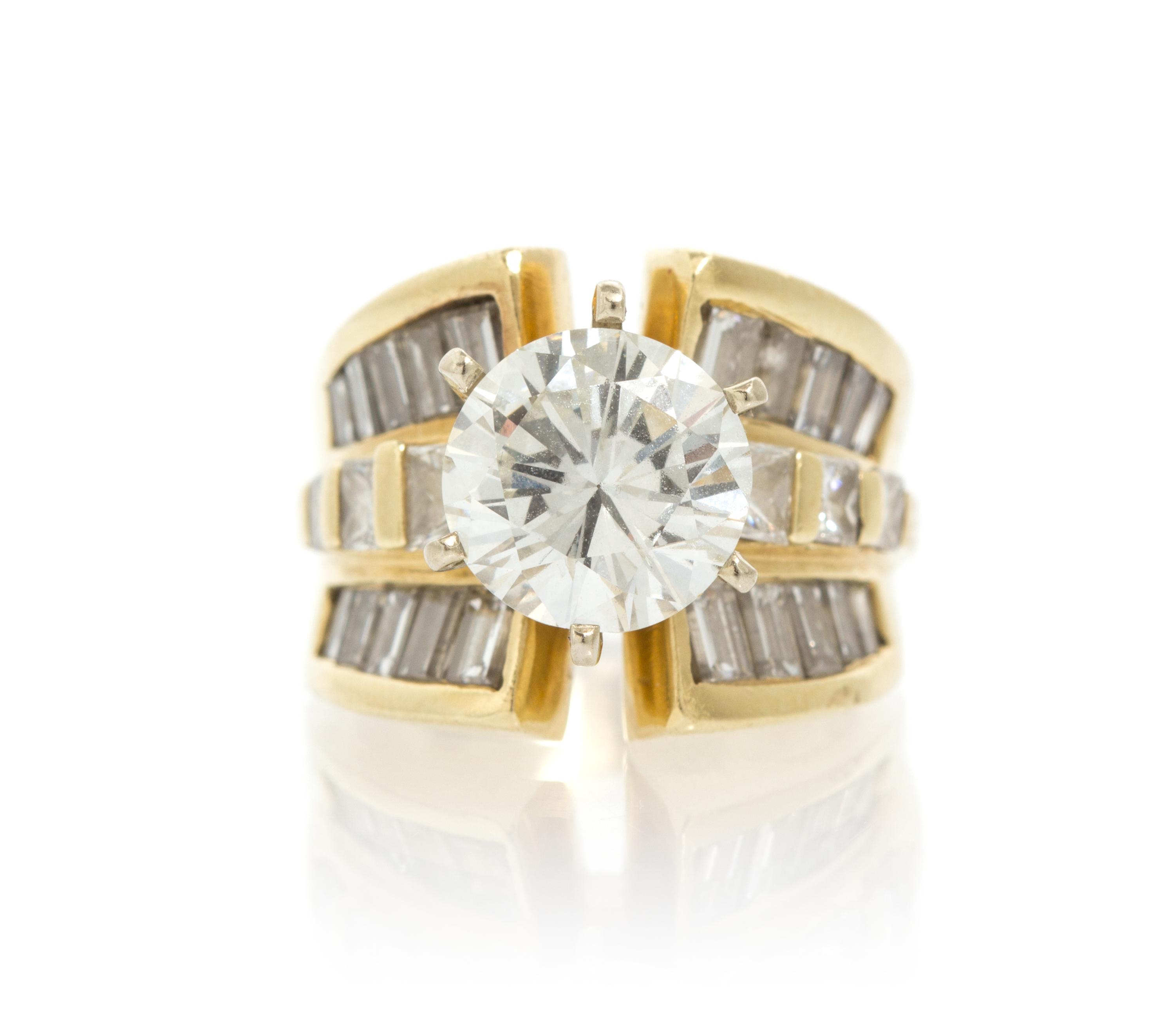 A 3.17 Carat Round Brilliant Cut Diamond,