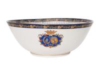 Two Chinese Export Porcelain Punch Bowls and Associated Canton Ware Platter