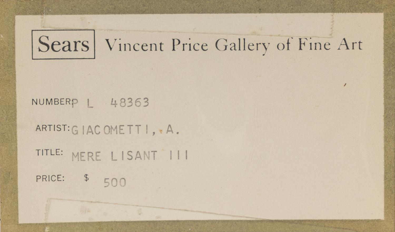 La Mère de l'artiste lisant sous la lampe à Stampa III, 1963