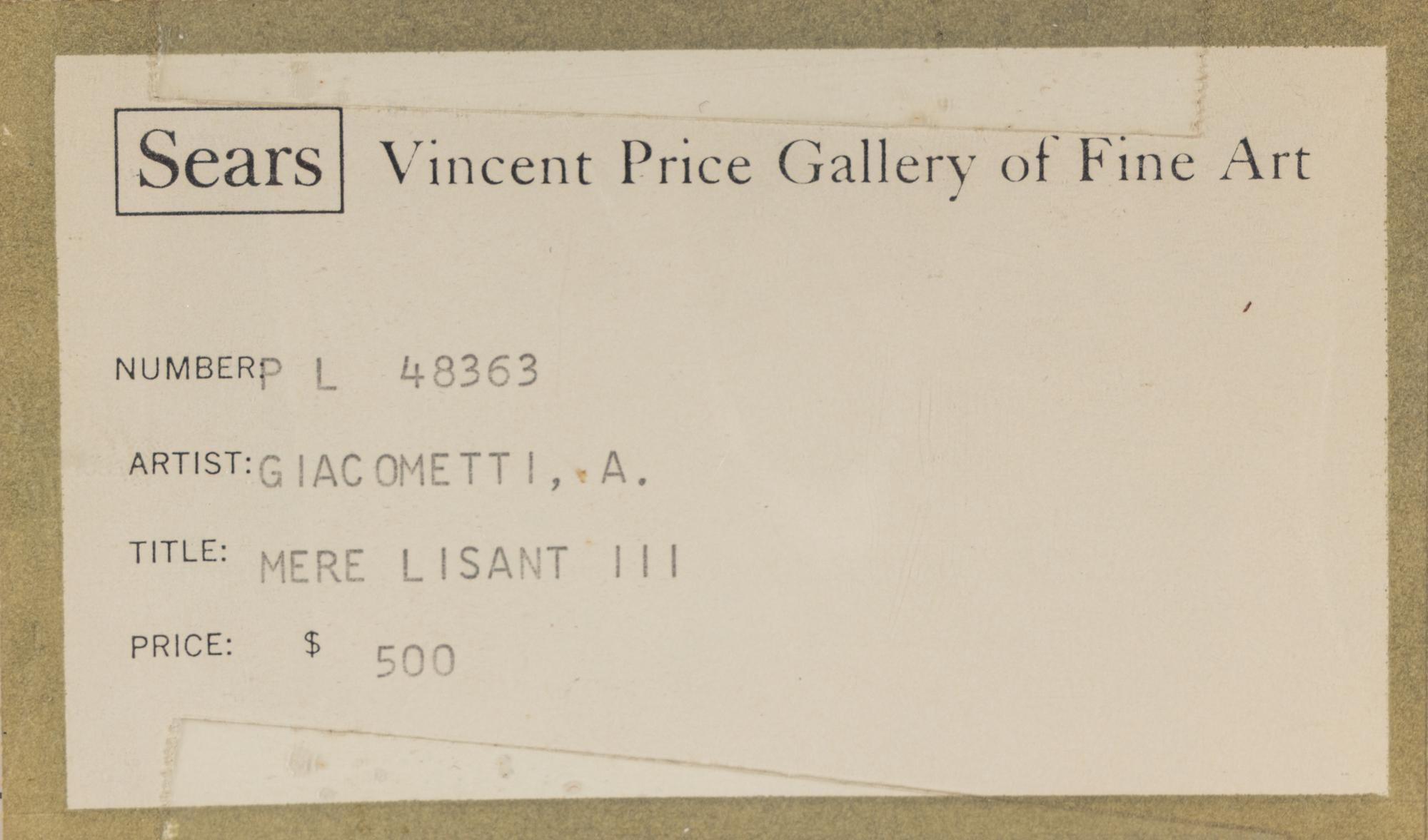La Mère de l'artiste lisant sous la lampe à Stampa III, 1963