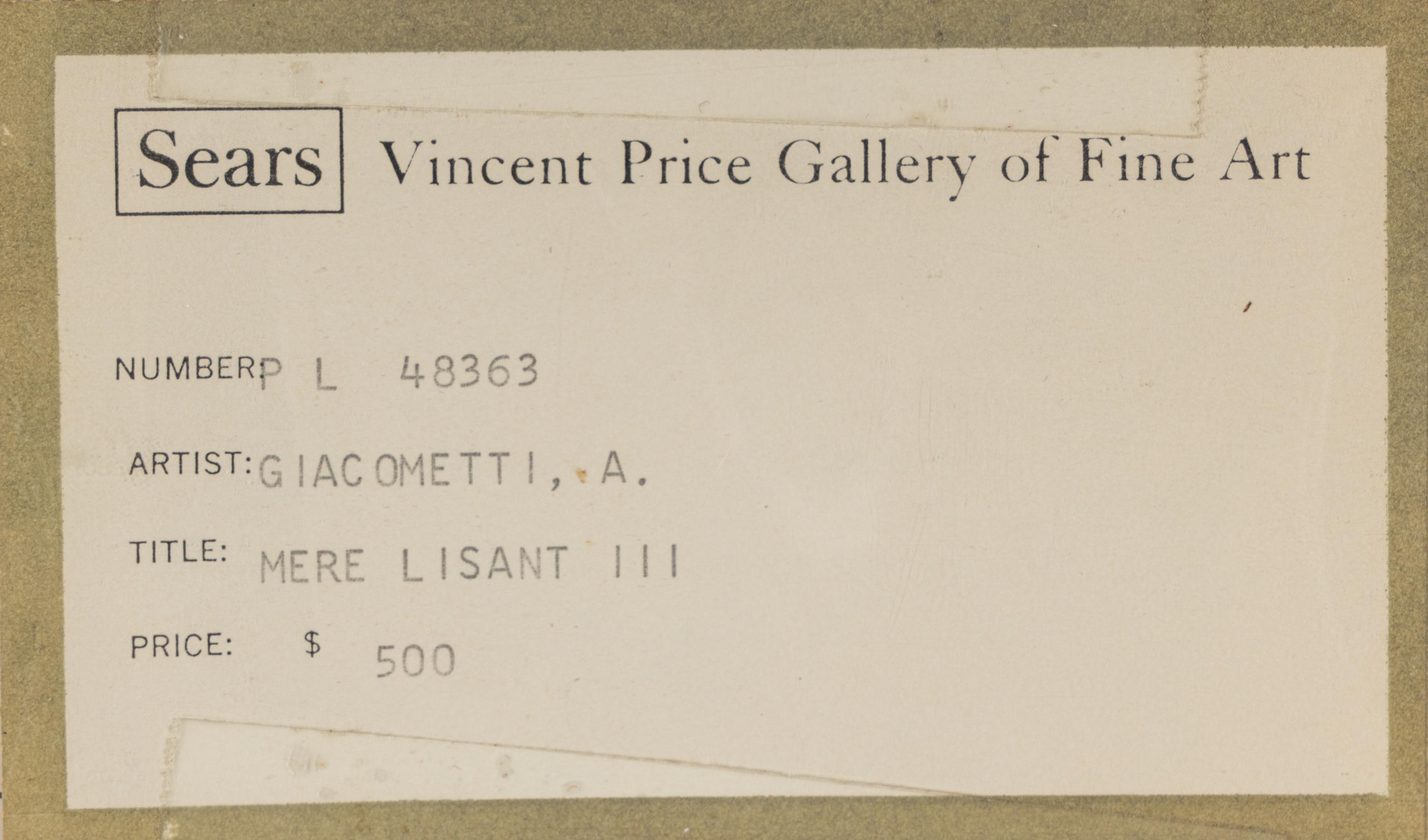 La Mère de l'artiste lisant sous la lampe à Stampa III, 1963