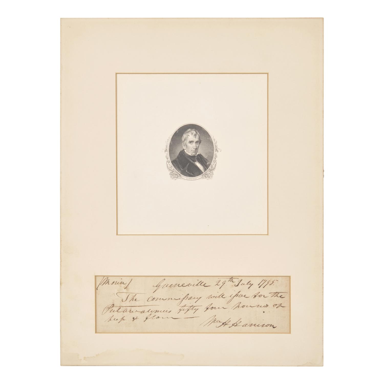 [Presidential] Harrison, William Henry. Manuscript Document, signed