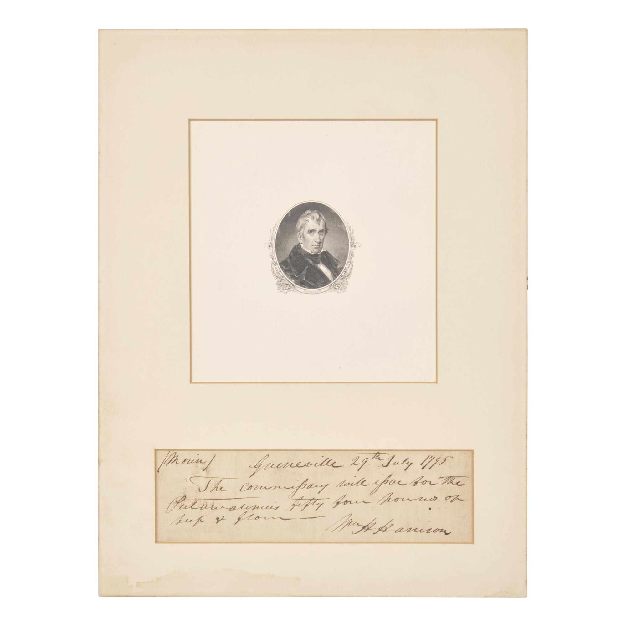 [Presidential] Harrison, William Henry. Manuscript Document, signed