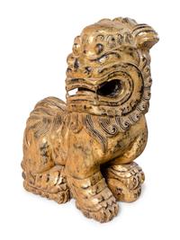 A Pair of Gilt Decorated Lion Figures