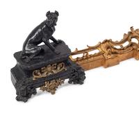 A Gilt and Patinated Bronze Fire Fender with Dog-Form Chenets