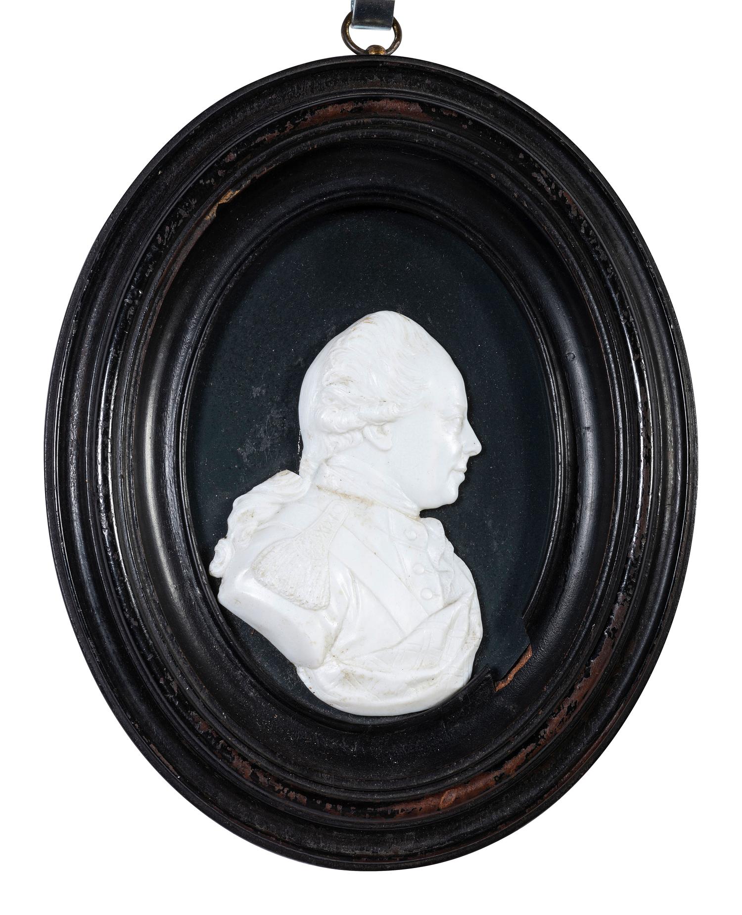 Two English White Paste Silhouette Bust Portraits of a Lady and a Gentleman