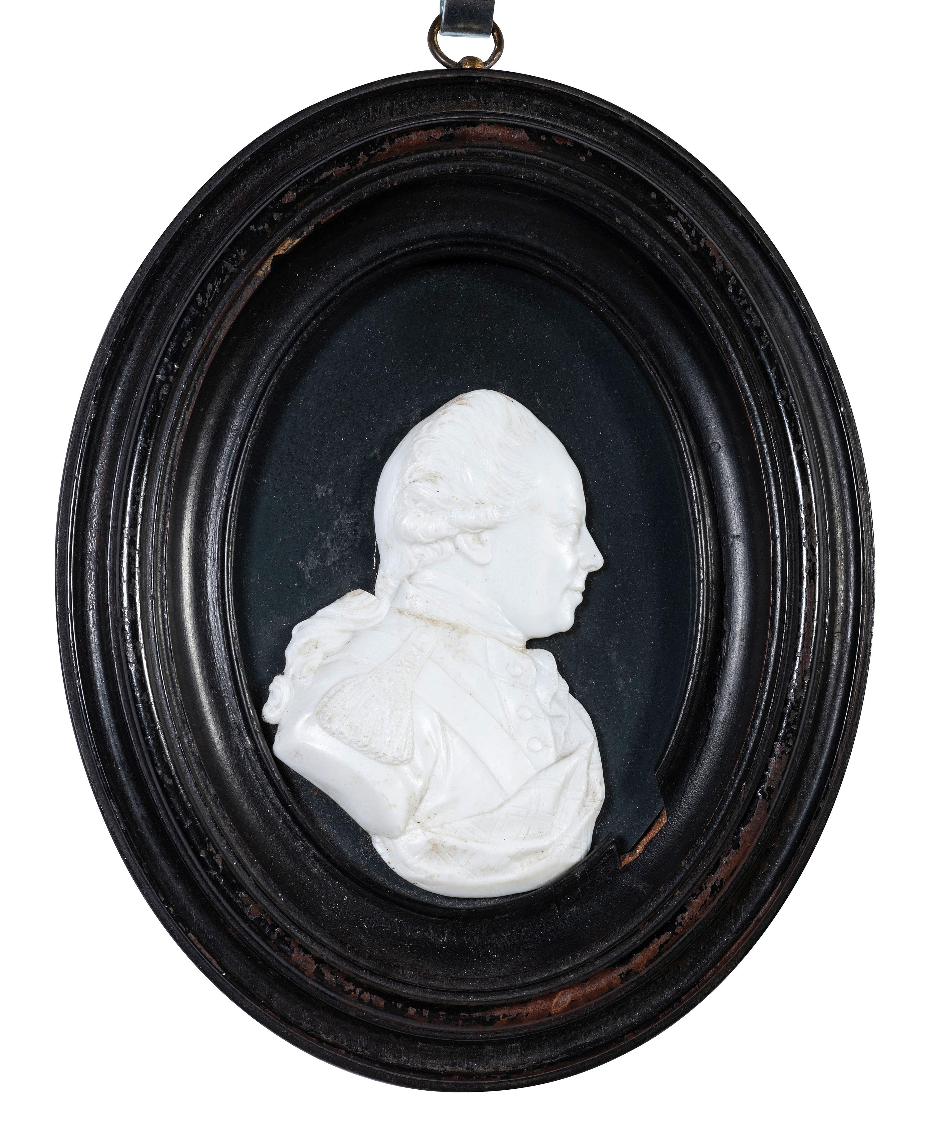 Two English White Paste Silhouette Bust Portraits of a Lady and a Gentleman