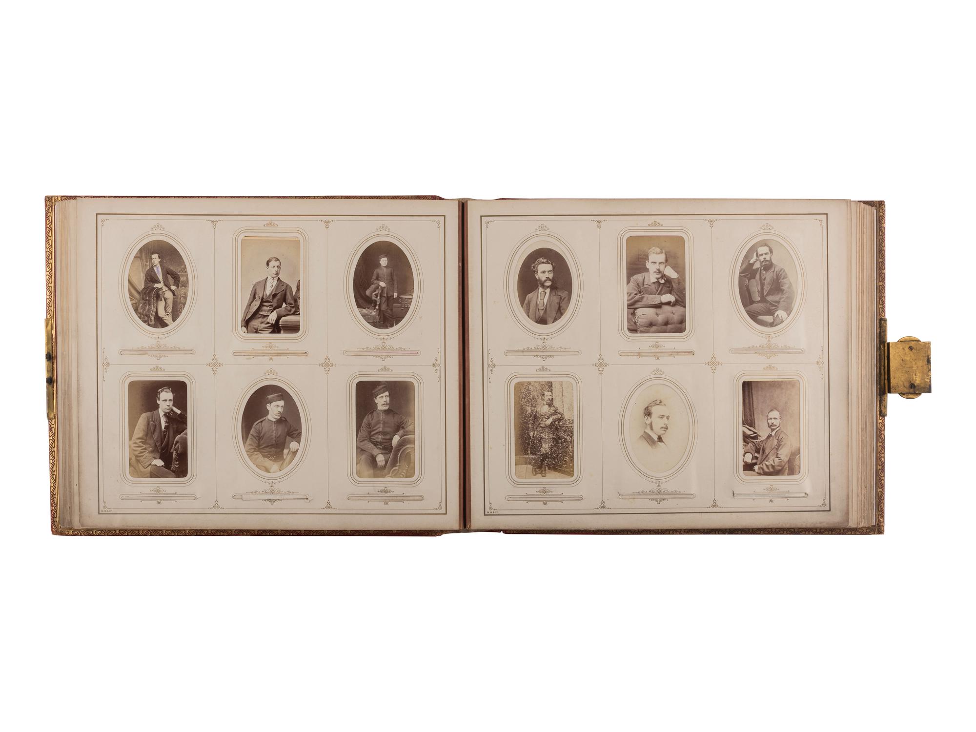 [EARLY PHOTO] English album presented to Capt. Bradley cont. 140+ photos, incl. military subjects.