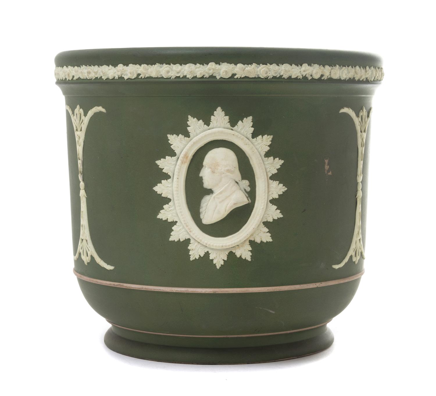 A Wedgwood Jasperware Washington Jardiniere Height 7 1/8 x diameter 8 inches.