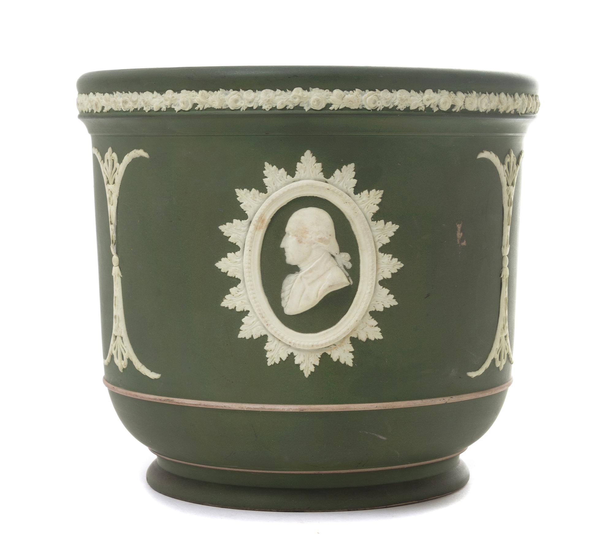 A Wedgwood Jasperware Washington Jardiniere Height 7 1/8 x diameter 8 inches.