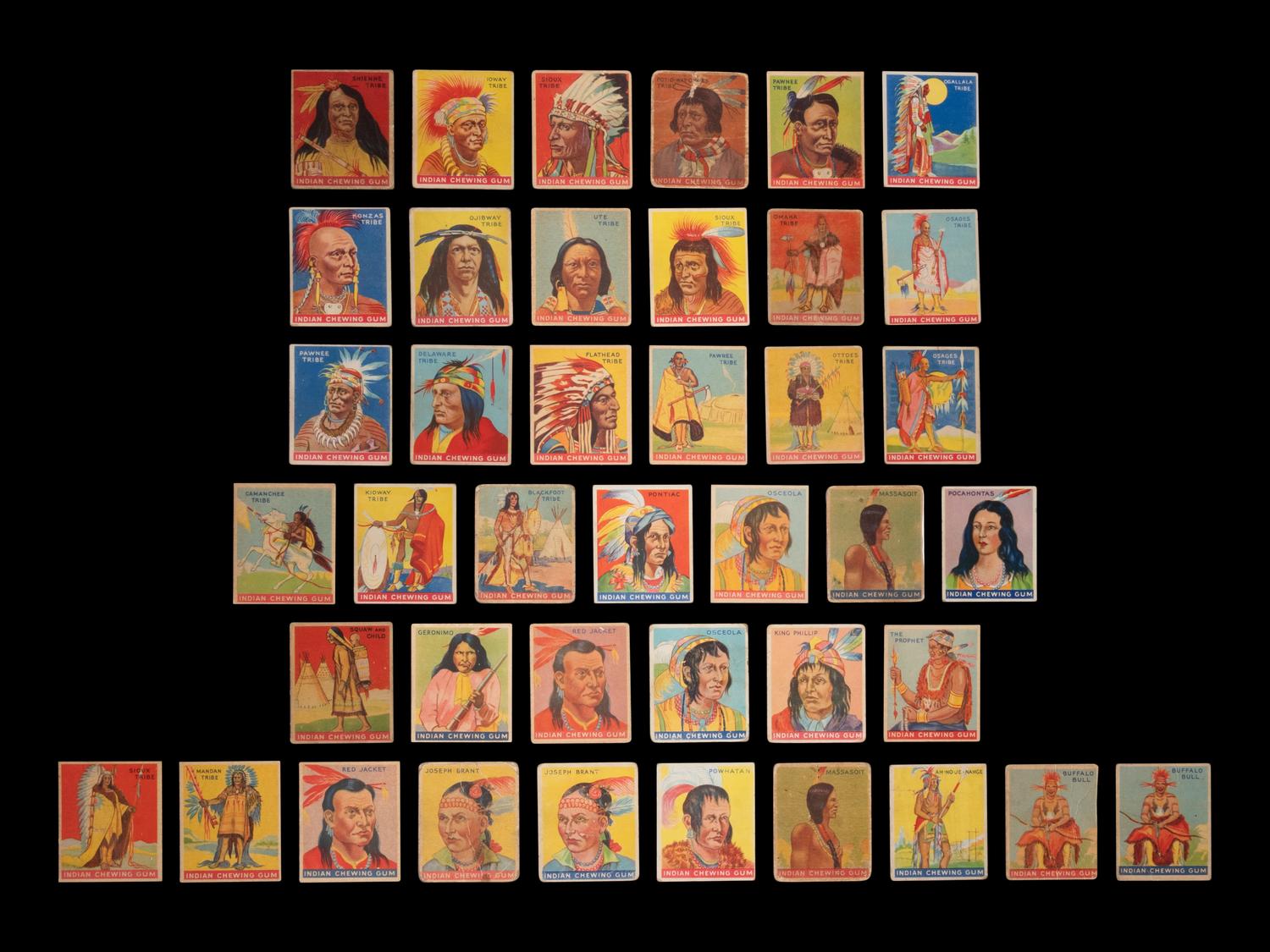 A Collection of 1933 Indian Chewing Gum Indian Cards and Nine 1947 Goudey R773 Indian Cards