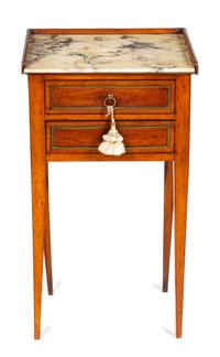 A Louis XVI Transitional Style Side Table Height 28 x width 16 x depth 12 1/4 inches. — 19TH CENTURY