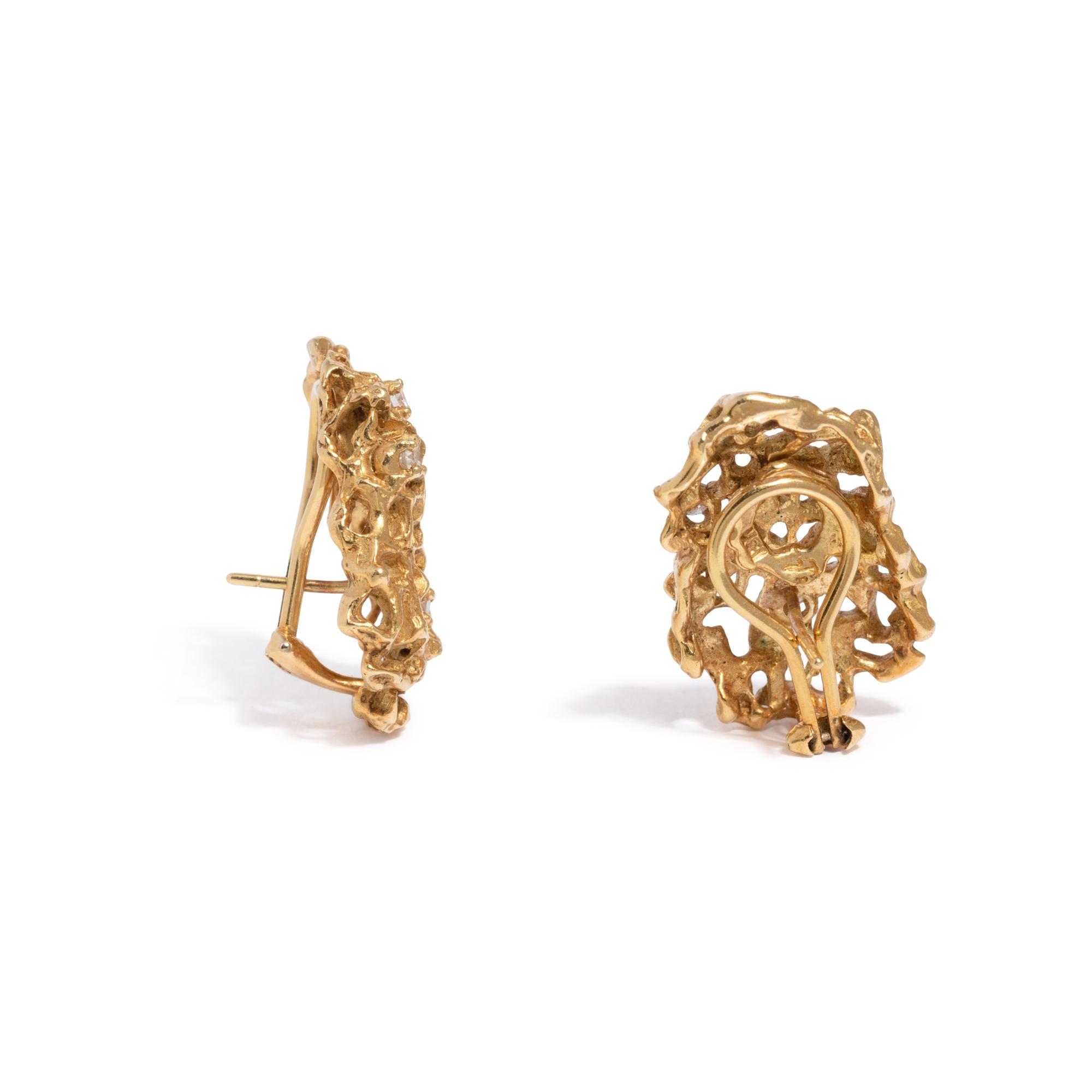 ARTHUR KING, YELLOW GOLD AND DIAMOND EARRINGS