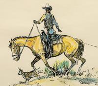 Cowboy Roping a Steer