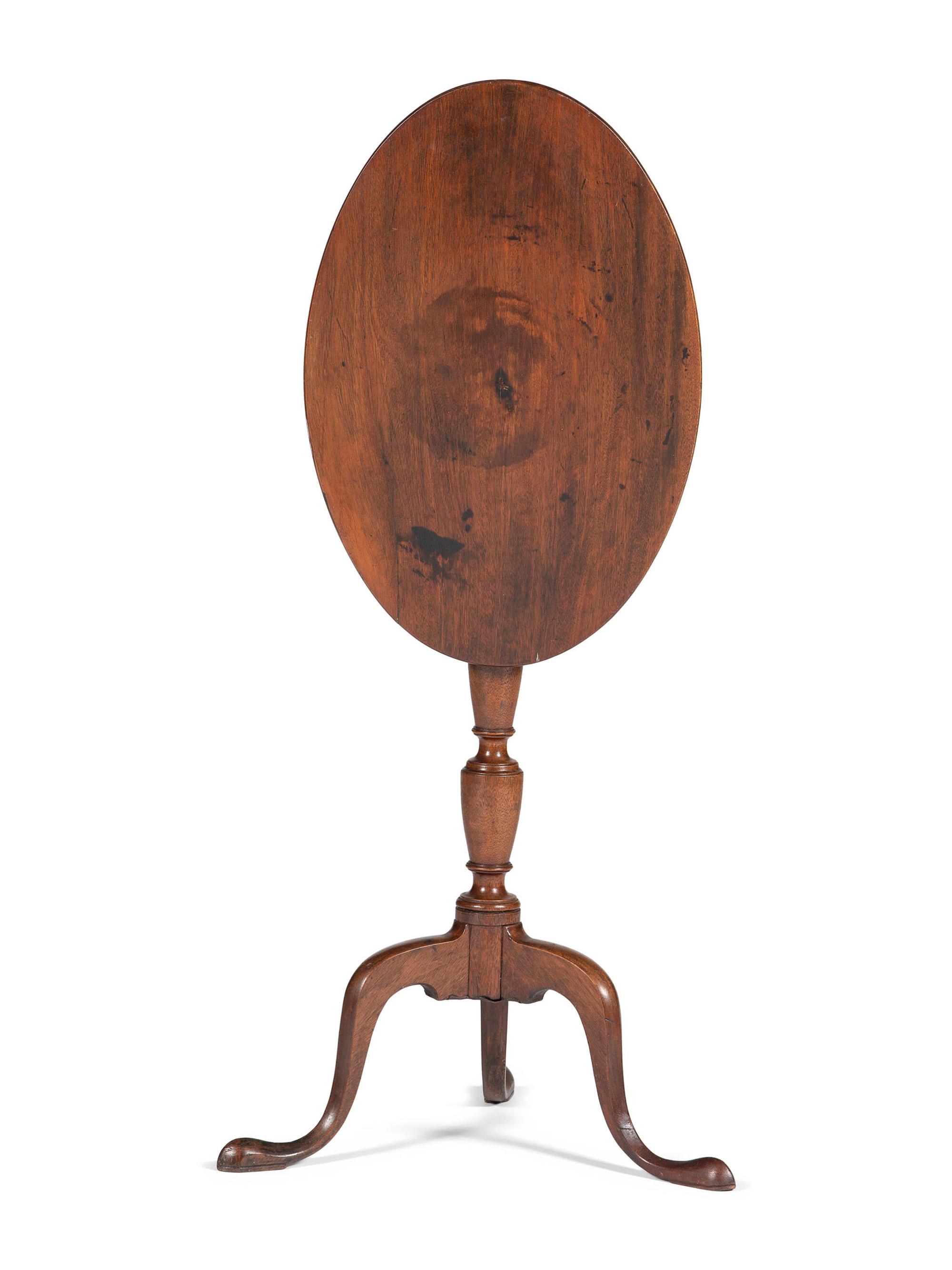 A Federal Walnut Oval Tilt-Top Candlestand