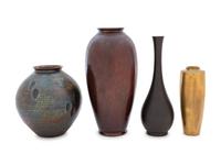Four Mixed Metal Vases