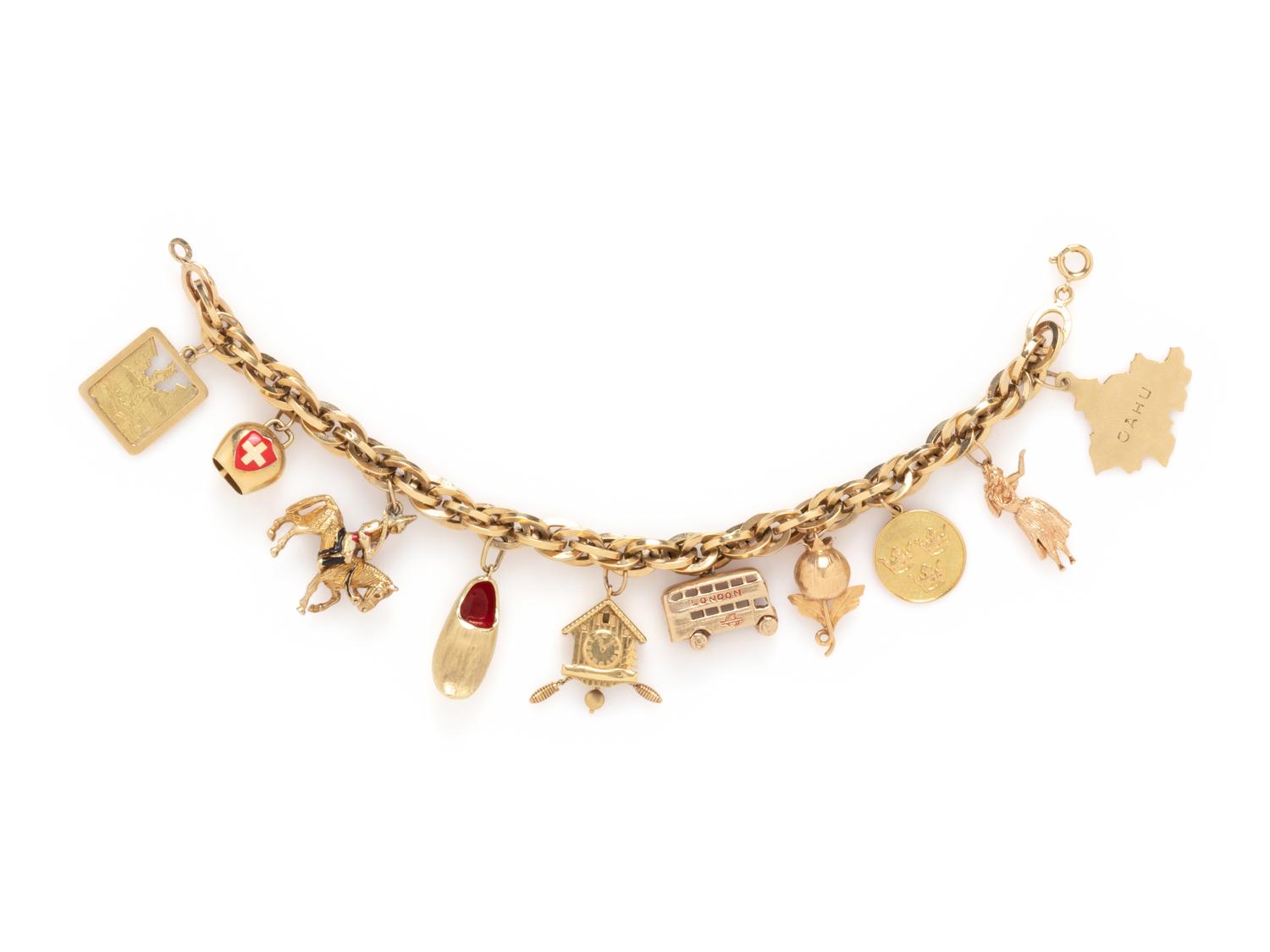 YELLOW GOLD CHARM BRACELET