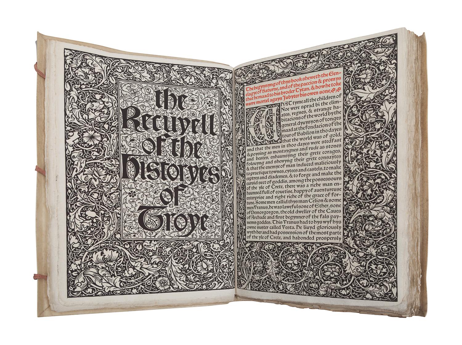 [FINE PRESS & LIVRE D'ARTISTE]. -- [KELMSCOTT PRESS]. LEFEVRE, Raoul. The Recuyell of the Historyes of Troye . Translated by William Caxton, edited by H. Halliday Sparling. Hammersmith: Kelmscott Press, 1892.