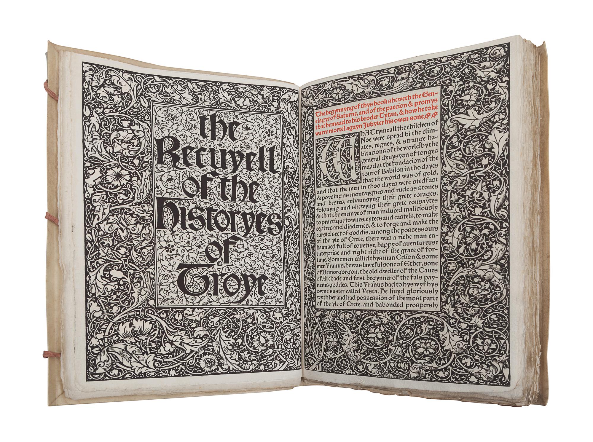 [FINE PRESS & LIVRE D'ARTISTE]. -- [KELMSCOTT PRESS]. LEFEVRE, Raoul. The Recuyell of the Historyes of Troye . Translated by William Caxton, edited by H. Halliday Sparling. Hammersmith: Kelmscott Press, 1892.