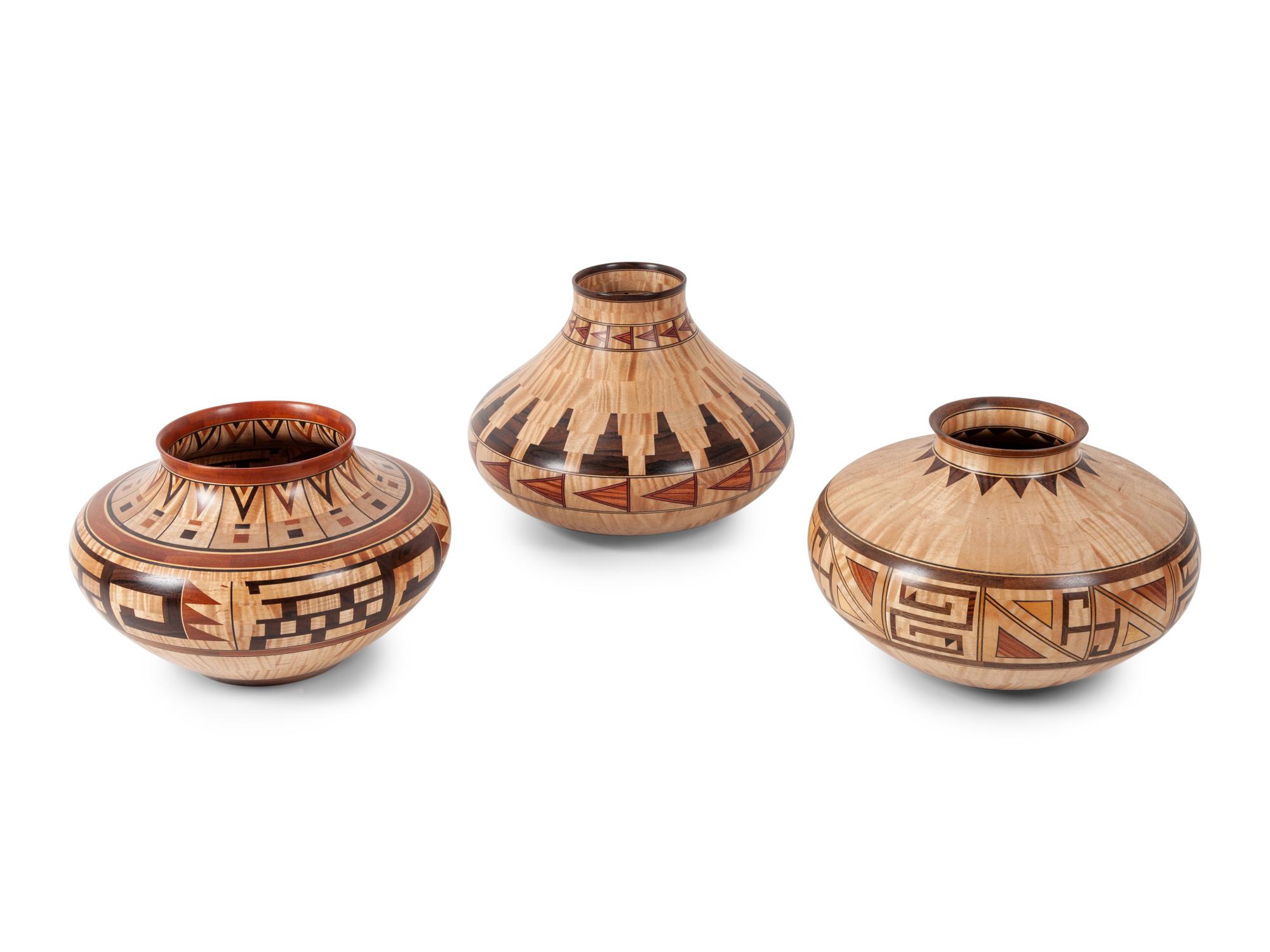 Three Turned Wood Vases by Ray Allen
