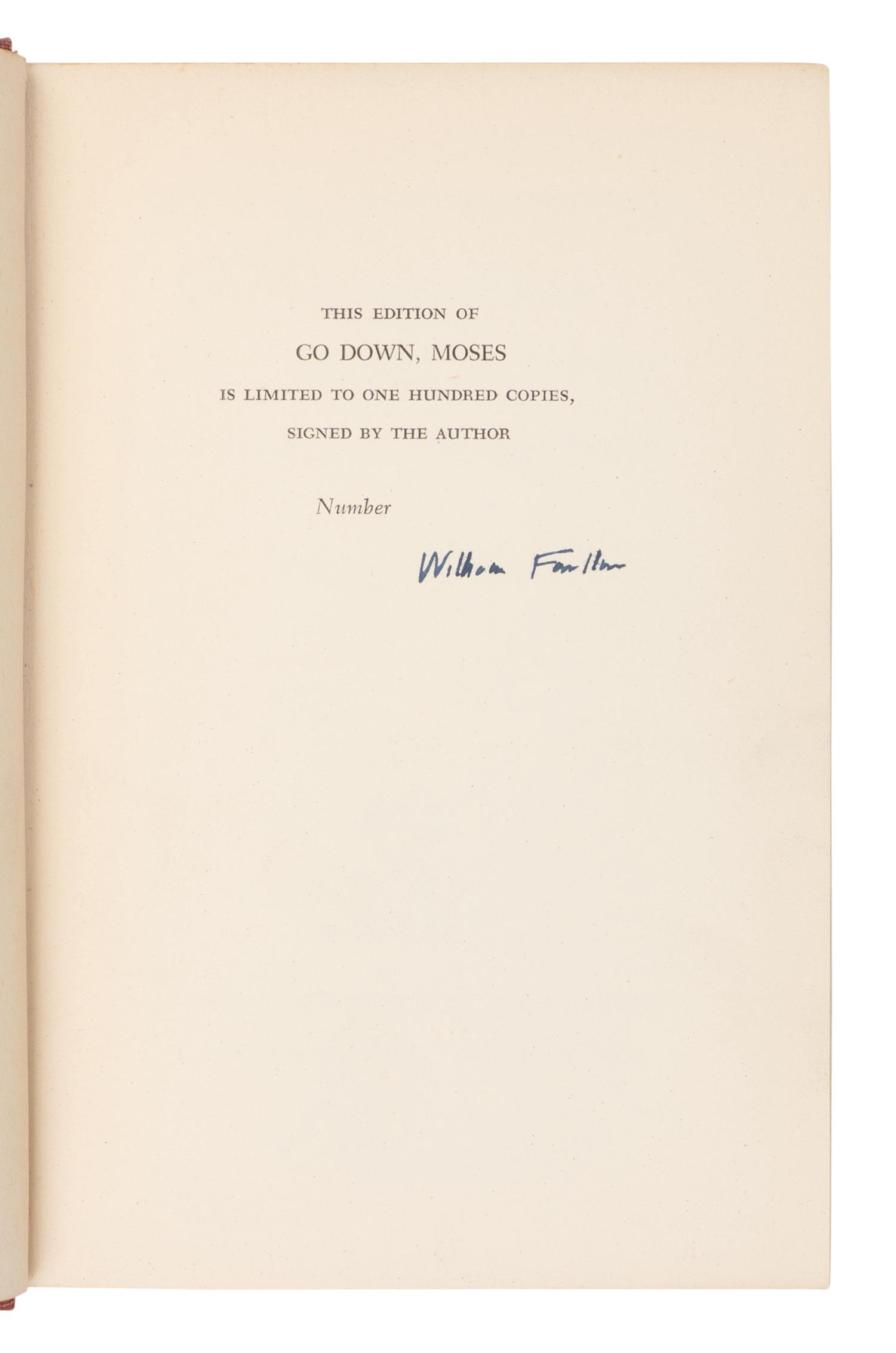 FAULKNER, William (1897-1962). Go Down Moses . New York: Random House, 1942.