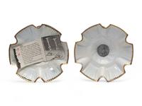 A Pair of Battersea Enamel Candlesticks