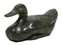 A Chinese Carved Hardstone Figure of a Duck Height 9 x length 17 inches. — 20TH CENTURY