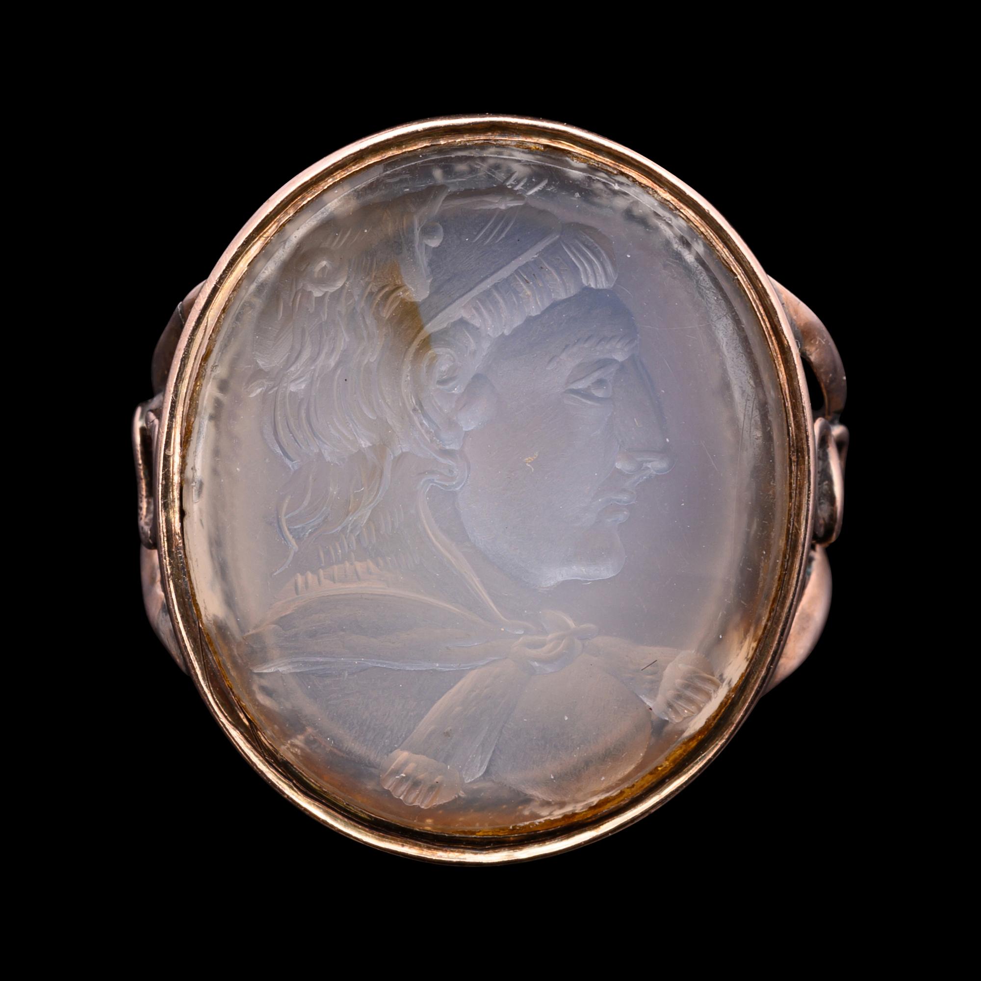 A Hellenistic Chalcedony Ringstone with a Bust of Hercules