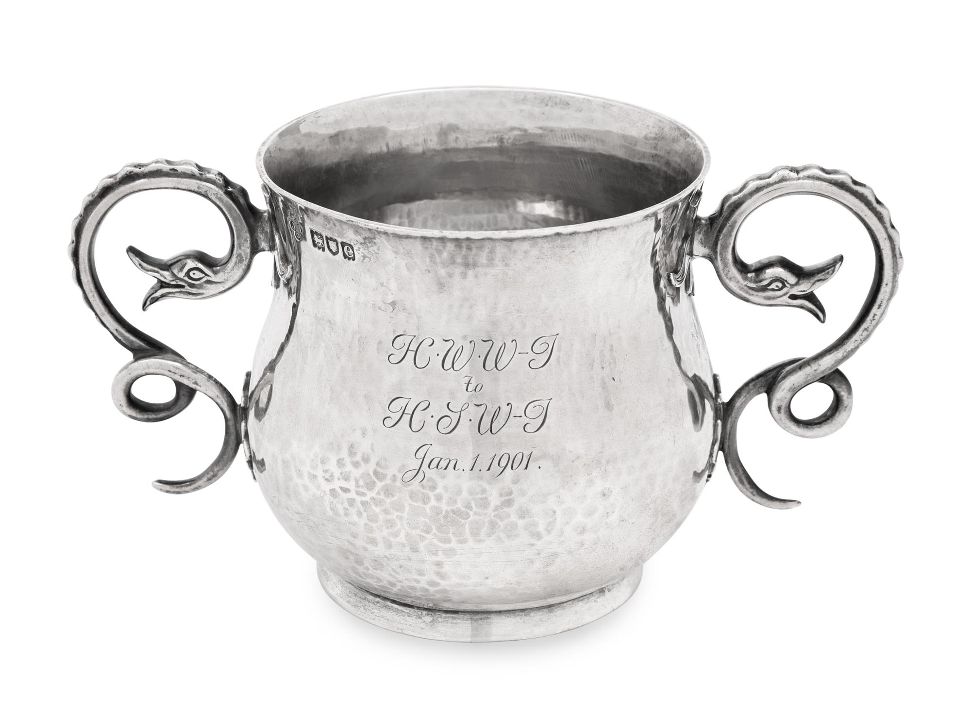 A Victorian Silver Caudle Cup