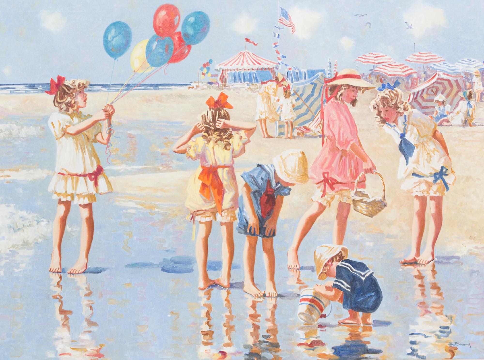 Robert Sarsony, (American, b. 1938), Children at Seaside