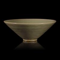 A Chinese Green Glazed Conical Bowl — 青釉斗笠碗