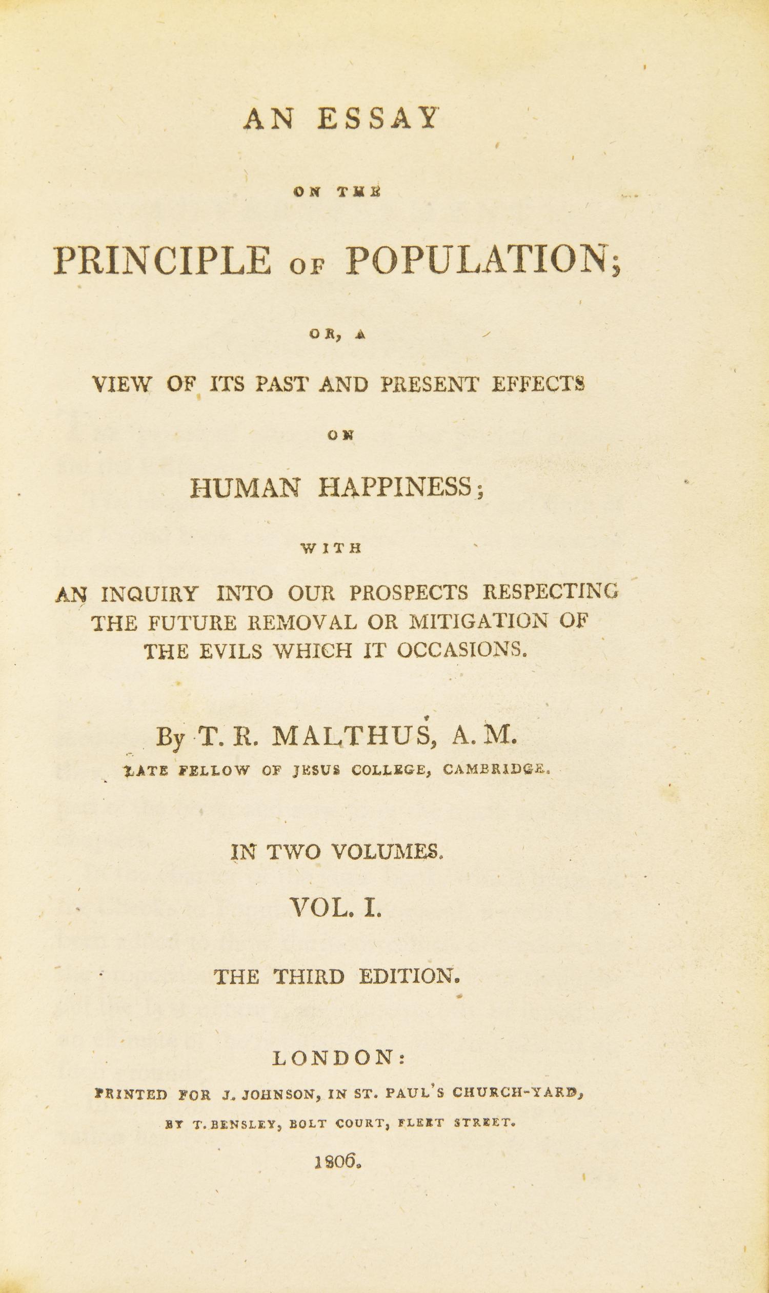 [Economics] Malthus, Thomas. An Essay on the Principle of Population...