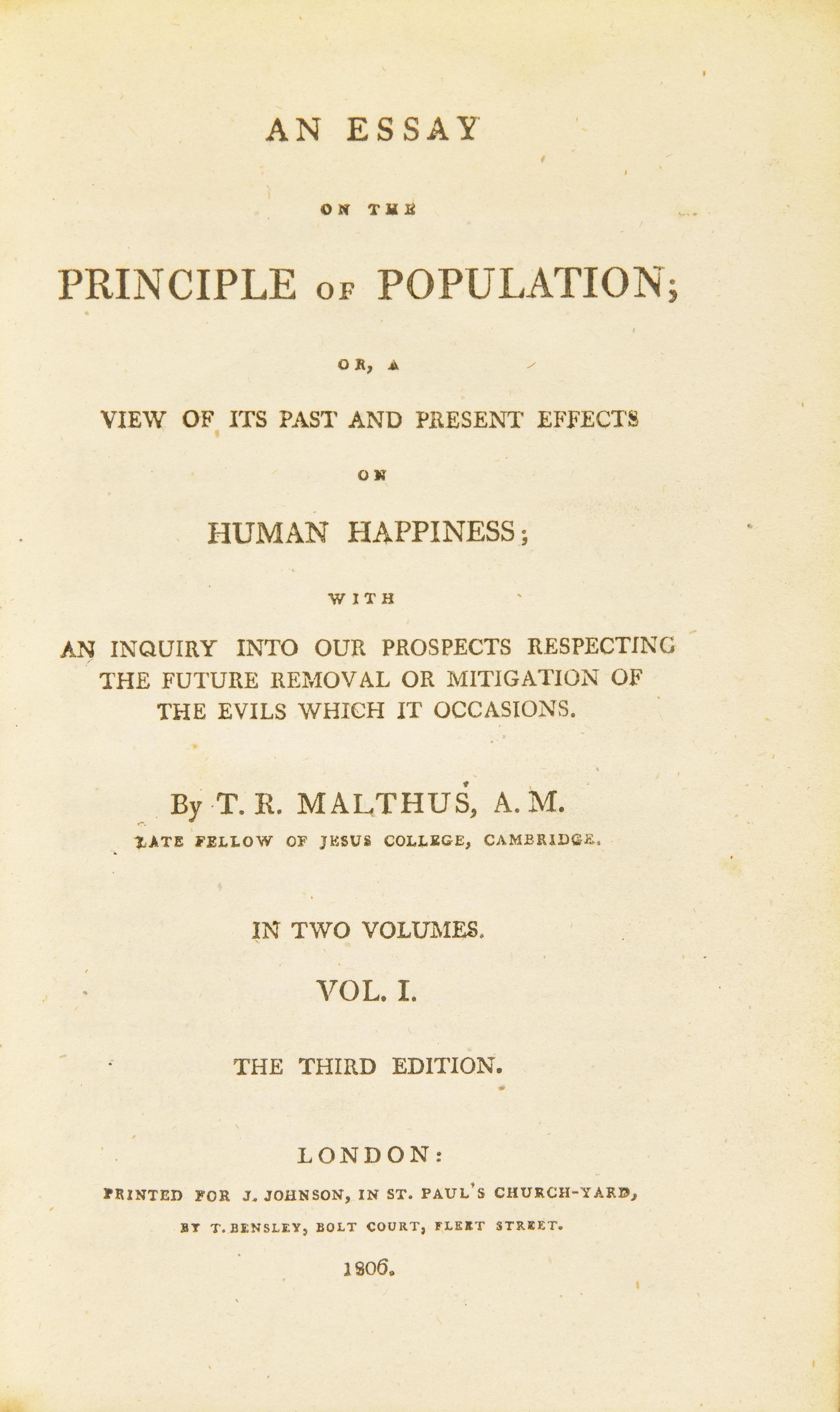 [Economics] Malthus, Thomas. An Essay on the Principle of Population...