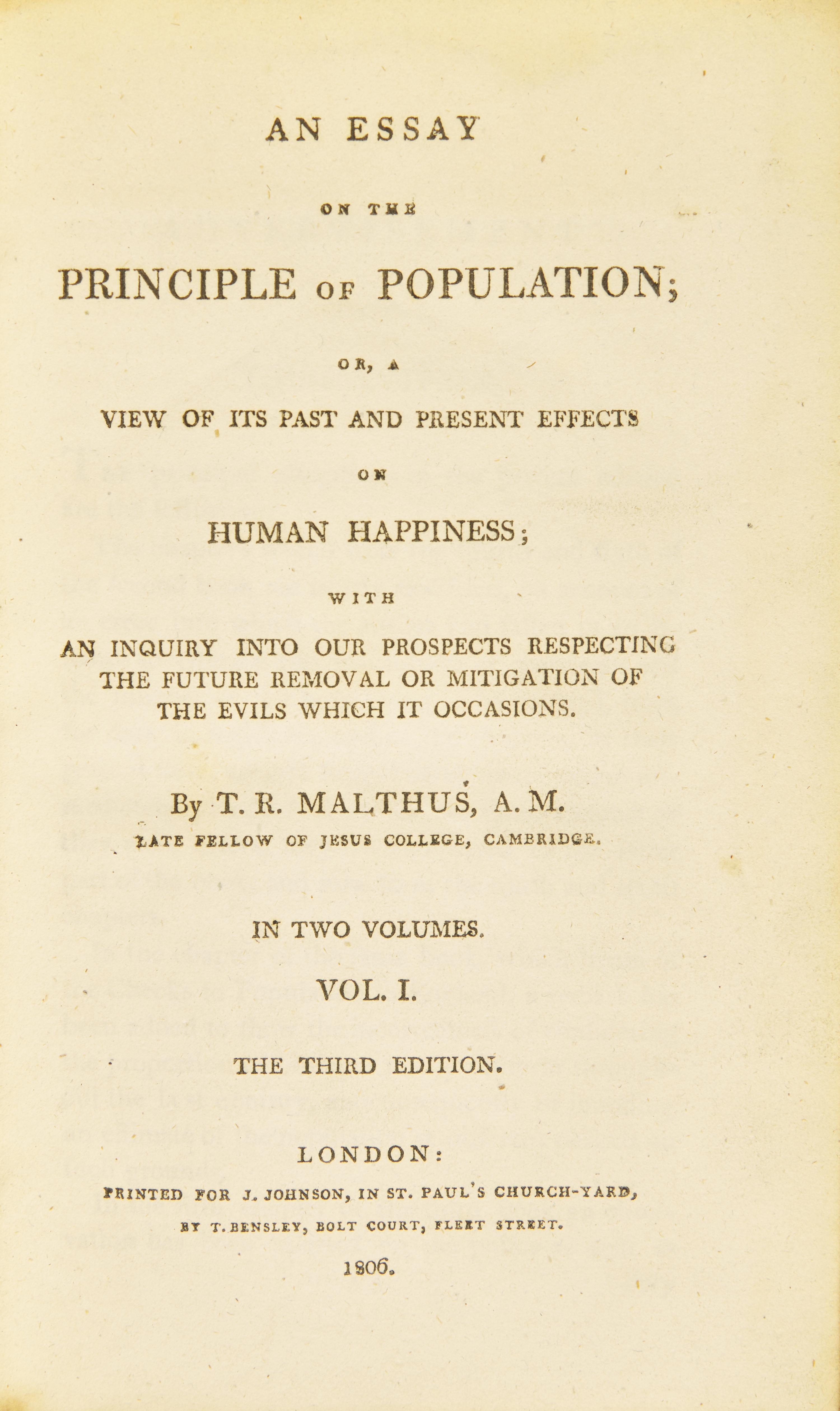 [Economics] Malthus, Thomas. An Essay on the Principle of Population...