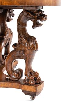 A Renaissance Revival Carved Oak Dining Table in the Manner of R. J. Horner