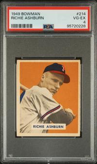 A 1949 Bowman Richie Ashburn Rookie Baseball Card No. 214 (PSA 4 VG-EX)