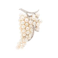 CULTURED PEARL AND DIAMOND BROOCH