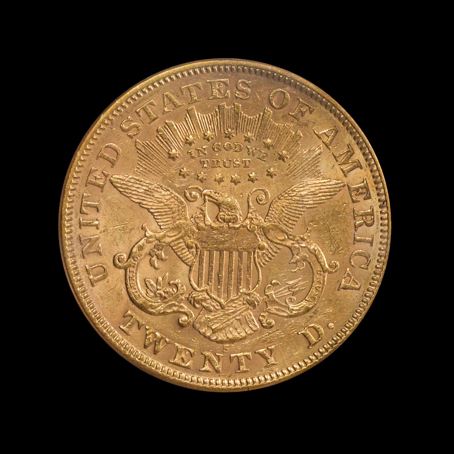 A United States 1873-S Liberty Head: Open 3 $20 Gold Coin