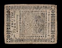 An American Continental Congress 7/22/1776 Seven-Dollar Note