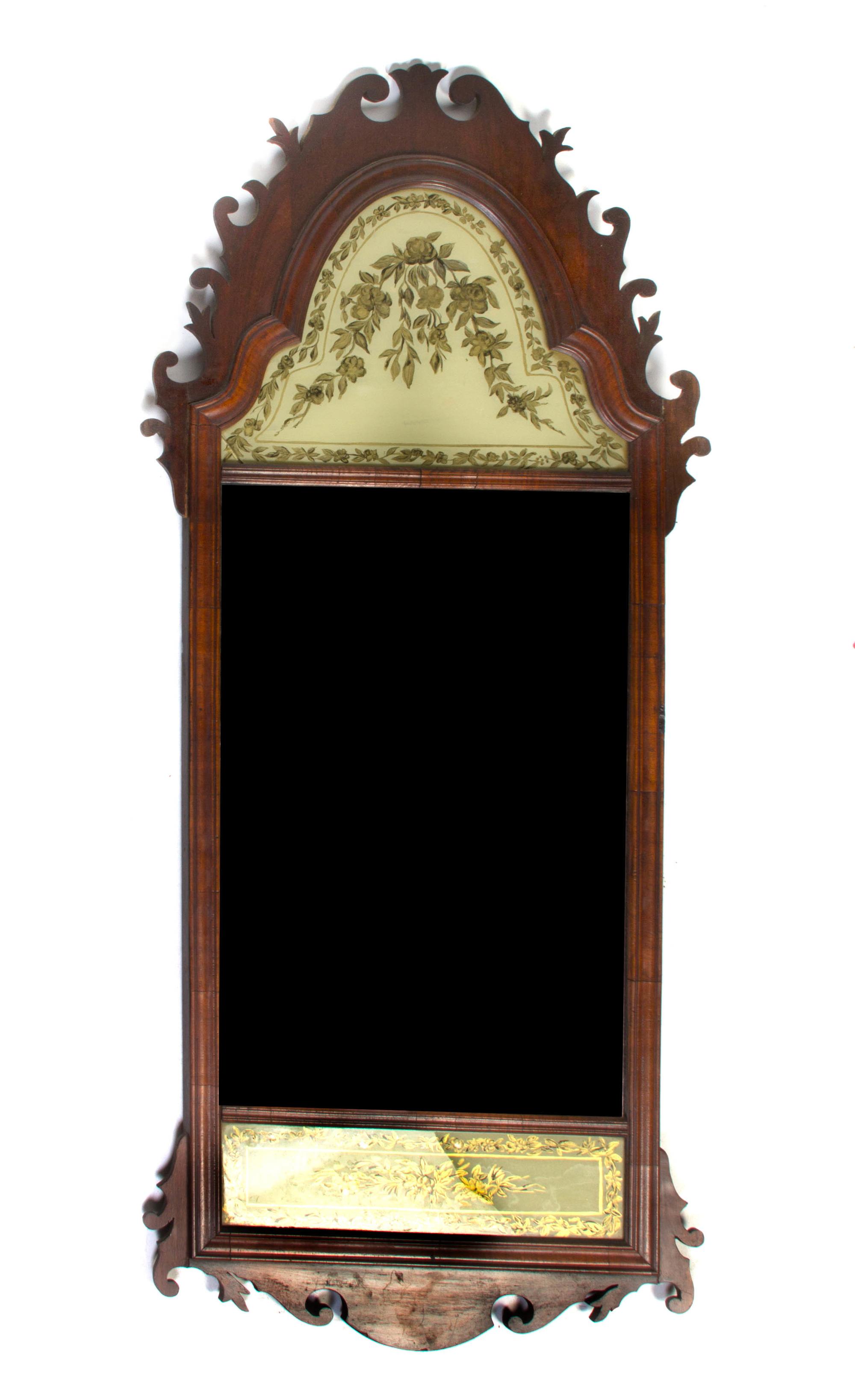 An American Chippendale Style Mahogany Pier Mirror, Height 54 x width 23 1/2 inches.