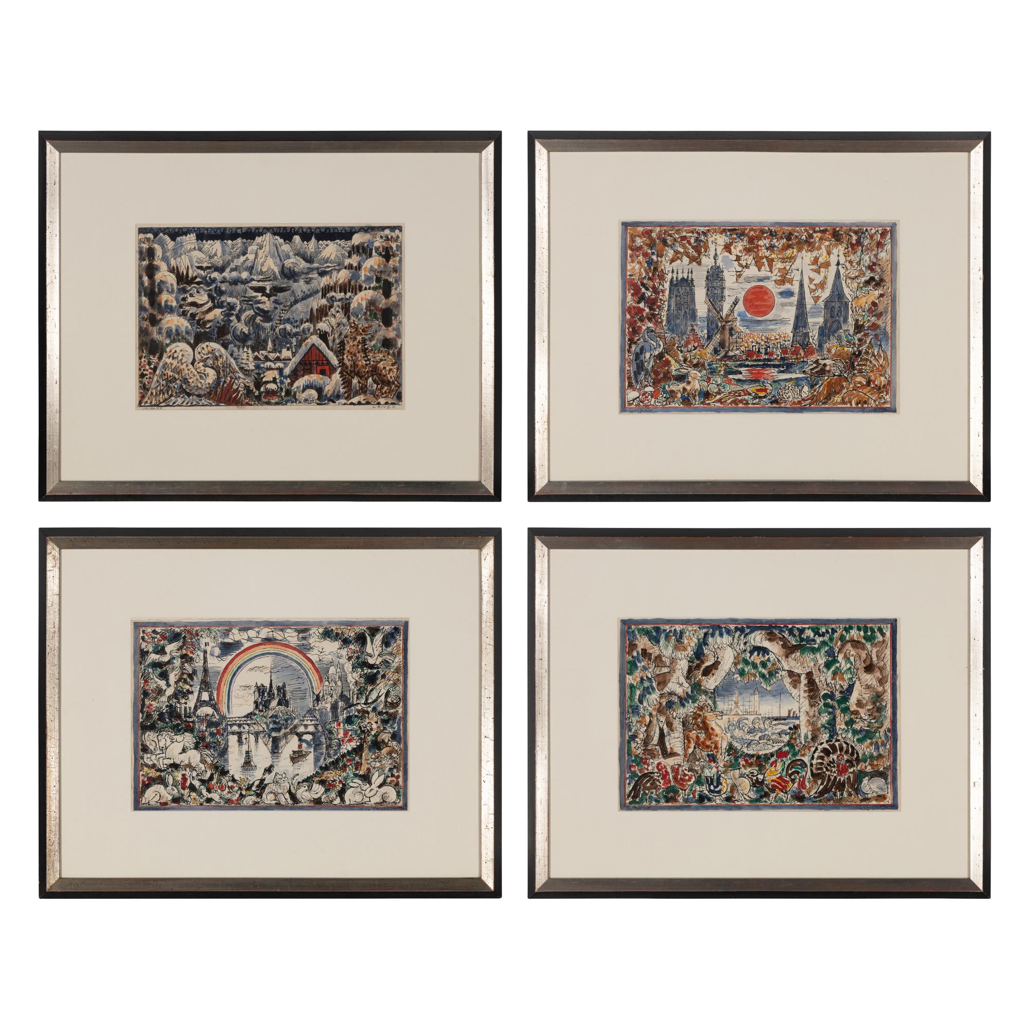Marcel Gromaire (French, 1892-1971) — Les Quatre Saisons ( Preparatory Studies for Tapestries; A Group of 4 Works), 1939-1941