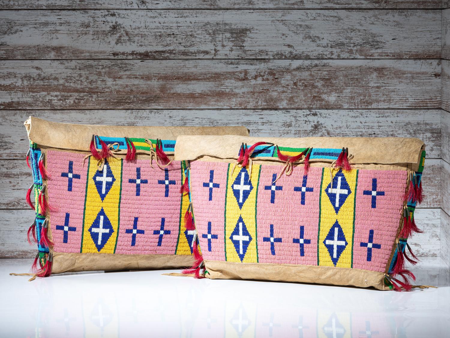 Sioux Beaded Hide Possible Bags, Matched Pair