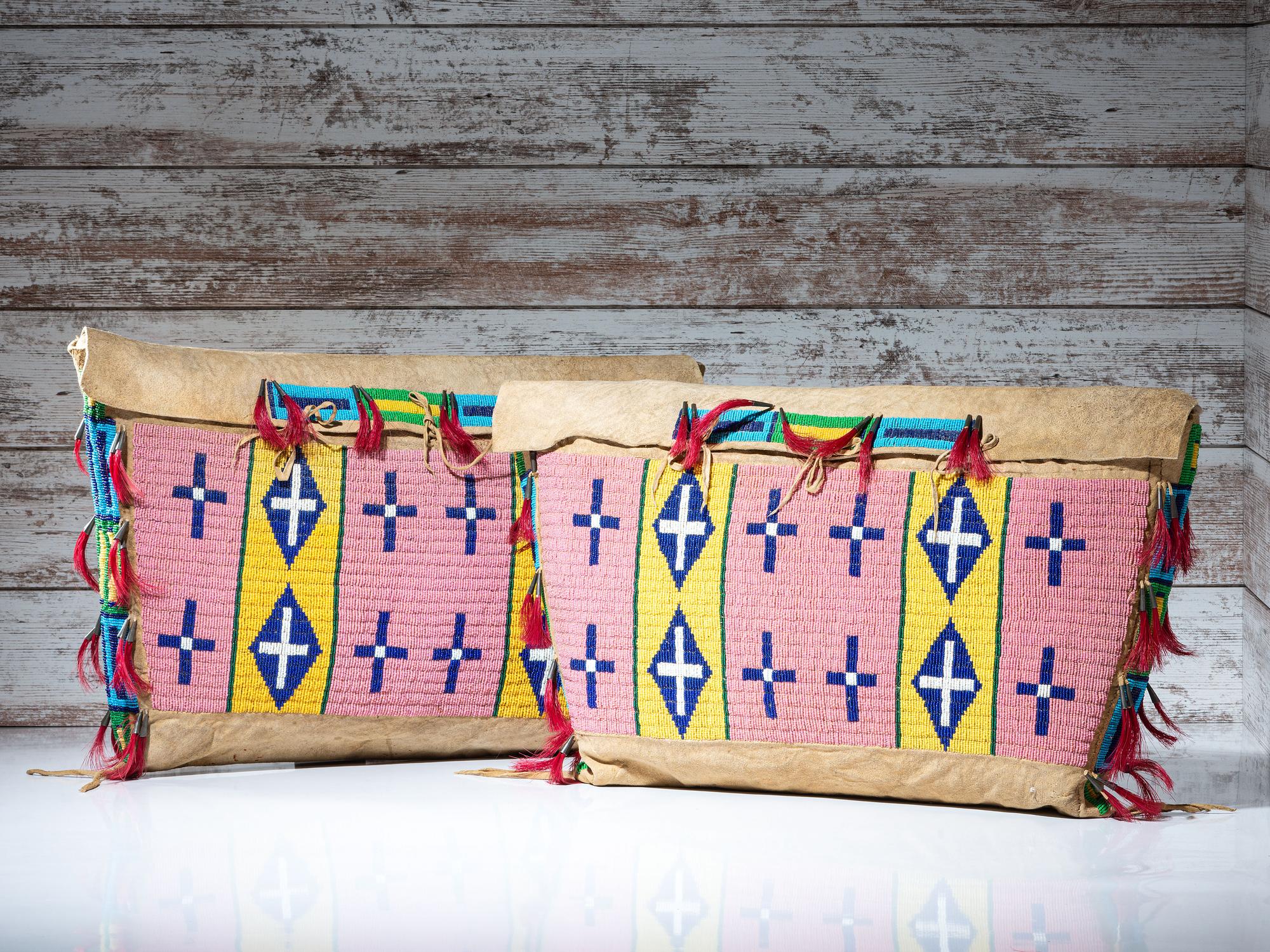 Sioux Beaded Hide Possible Bags, Matched Pair