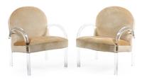 A Pair of Lucite Armchairs, Charles Hollis Jones Height 32 inches.