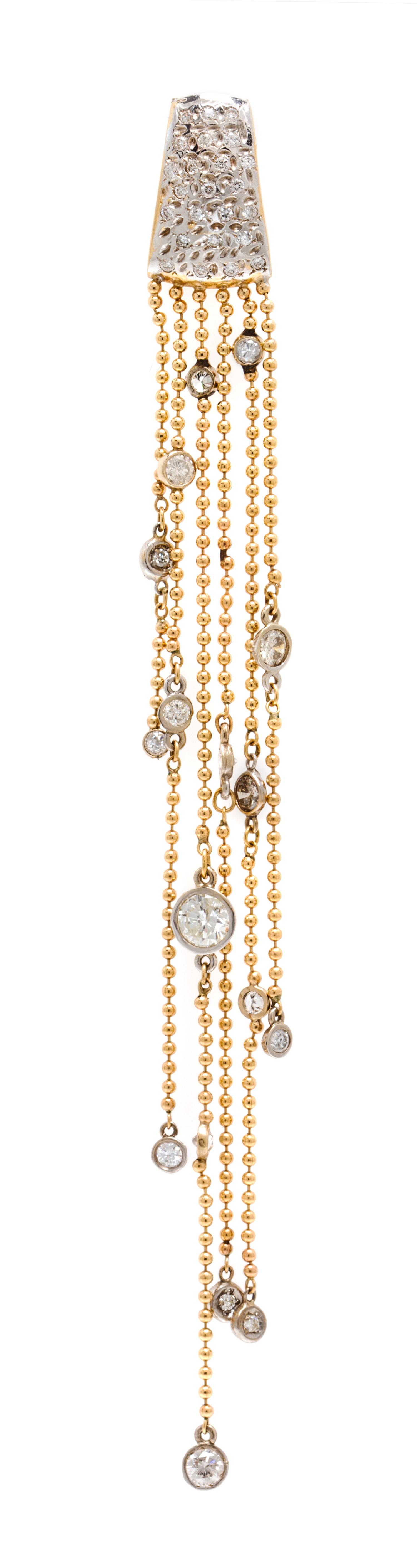 A Gold and Diamond Fringe Pendant, 6.70 dwts.