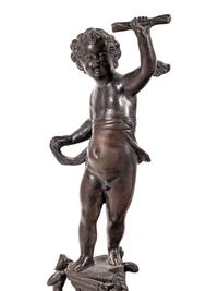 A Pair of Baroque Style Bronze Figural Andirons