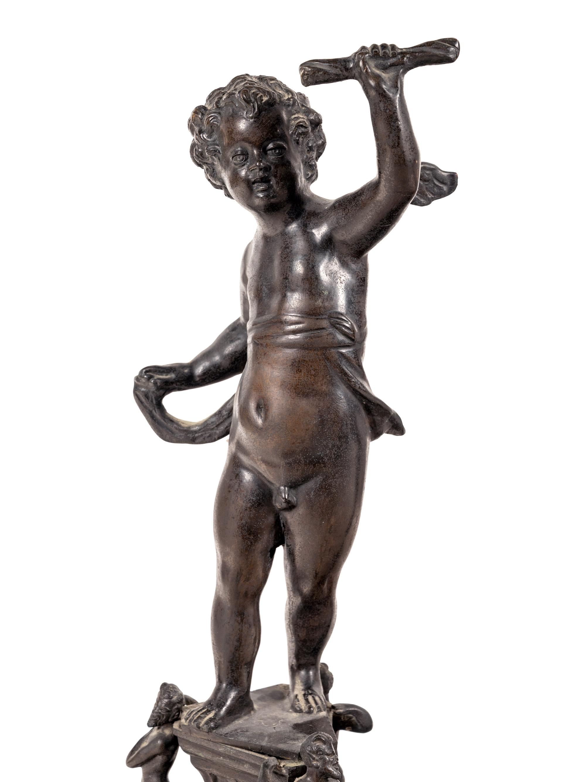 A Pair of Baroque Style Bronze Figural Andirons