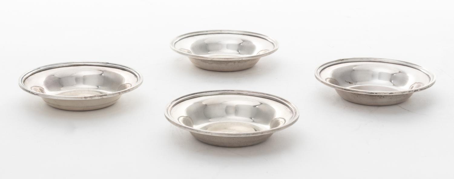 Four American Silver Nut Dishes, S. Kirk and Son Inc., Baltimore, MD, 20th Century, each of circular form and engraved BA to center.