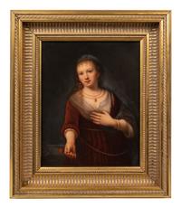 A Berlin (K.P.M.) Porcelain Plaque Depicting Saskia with a Flower After Rembrandt